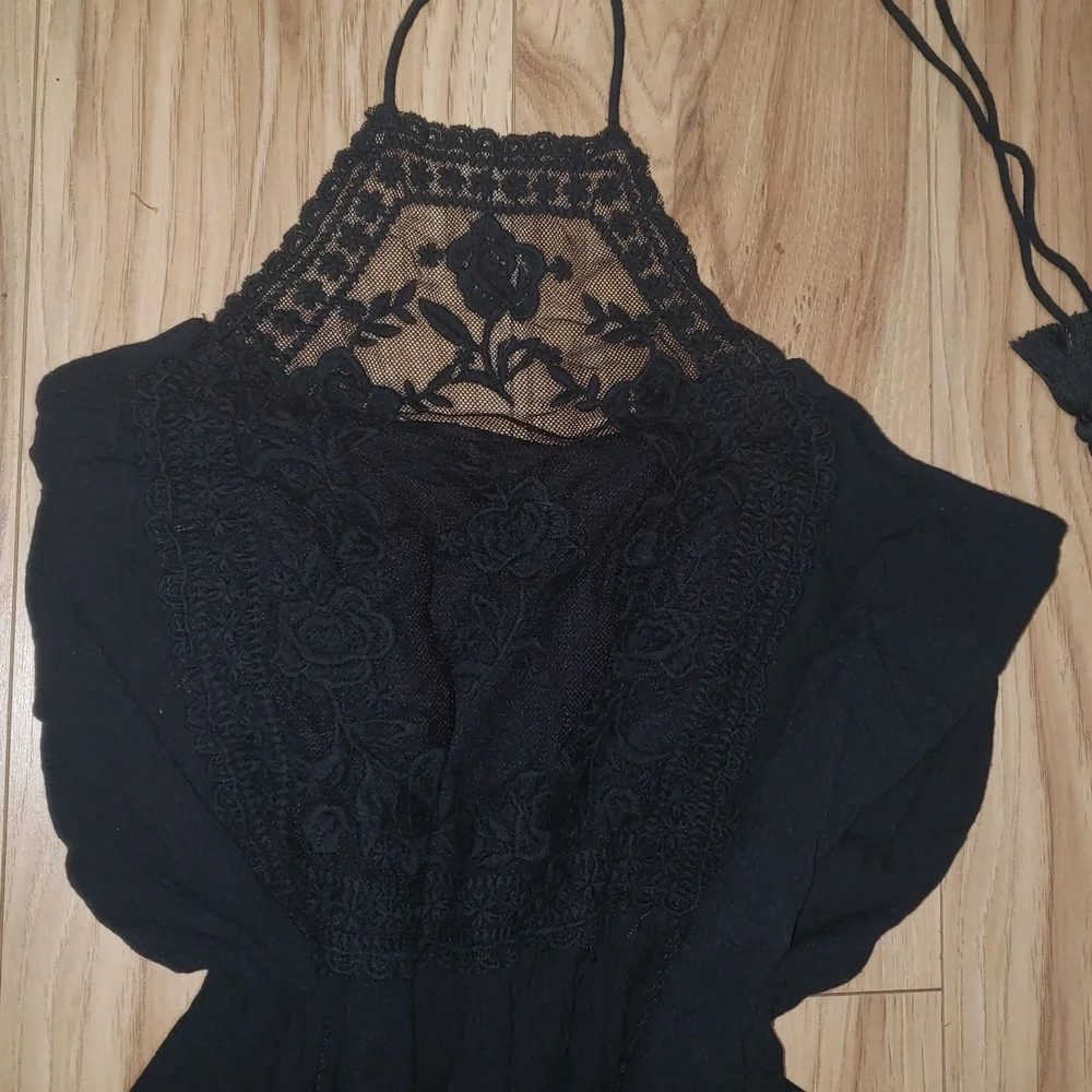 Abercrombie & Fitch Black Maxi Dress with Lace